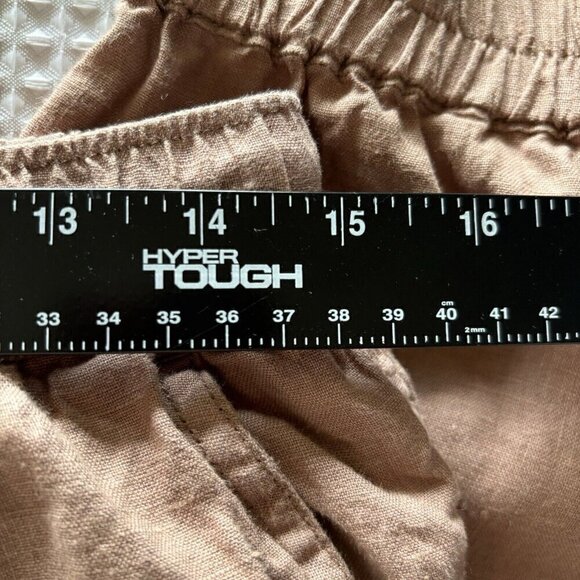 H by Halston Jogger Pants Med 100% Linen Pull On Elastic Drawstring Waist Tan - Picture 10 of 15